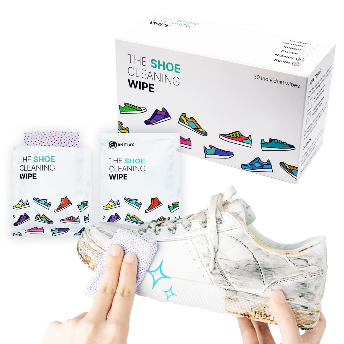 30pcs] The Shoe Cleaning Wipe  Microdotted Wipe On the Go - KN FLAX Shoe  Care Kits